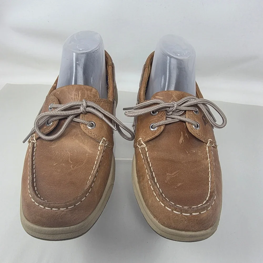 Sperry Billfish Boat Shoes Mens 9 M Tan Leather Mesh Loafers STS22664 Good